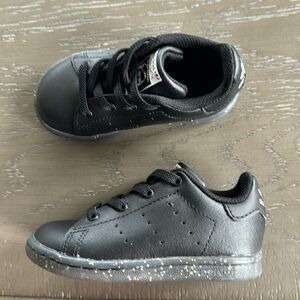 Adidas Originals STAN SMITH Ortholite Sneakers Black/White Toddler Baby Size 6K